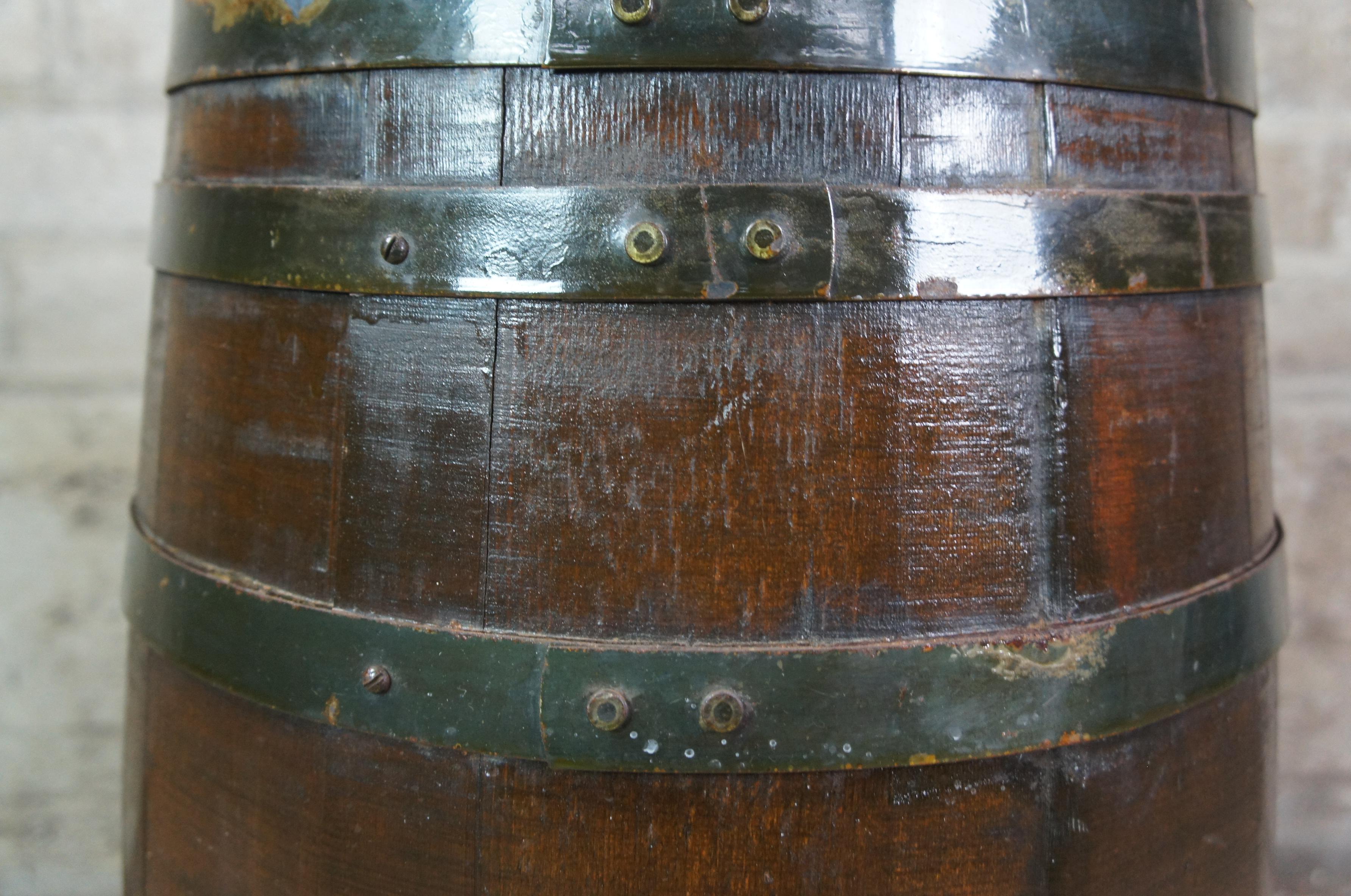 Antique Iron Banded Whiskey Wine Barrel Cask Music Speaker Maritime Bar Tiki For Sale 1