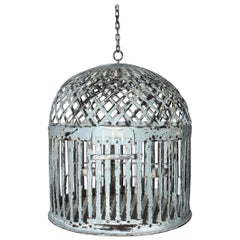 Antique Iron Bird Cage with Lattice-Work Dome