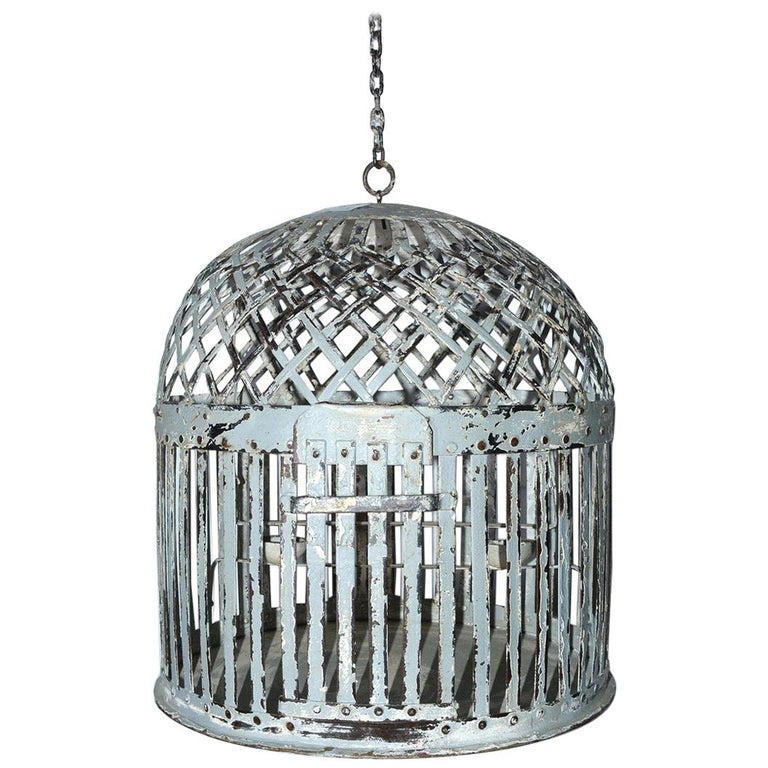 Antique Iron Bird Cage with LatticeWork Dome For Sale at 1stDibs