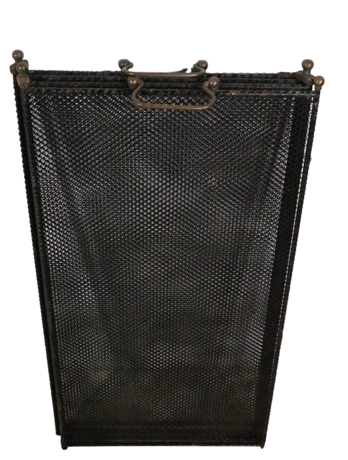 brass folding fireplace screen