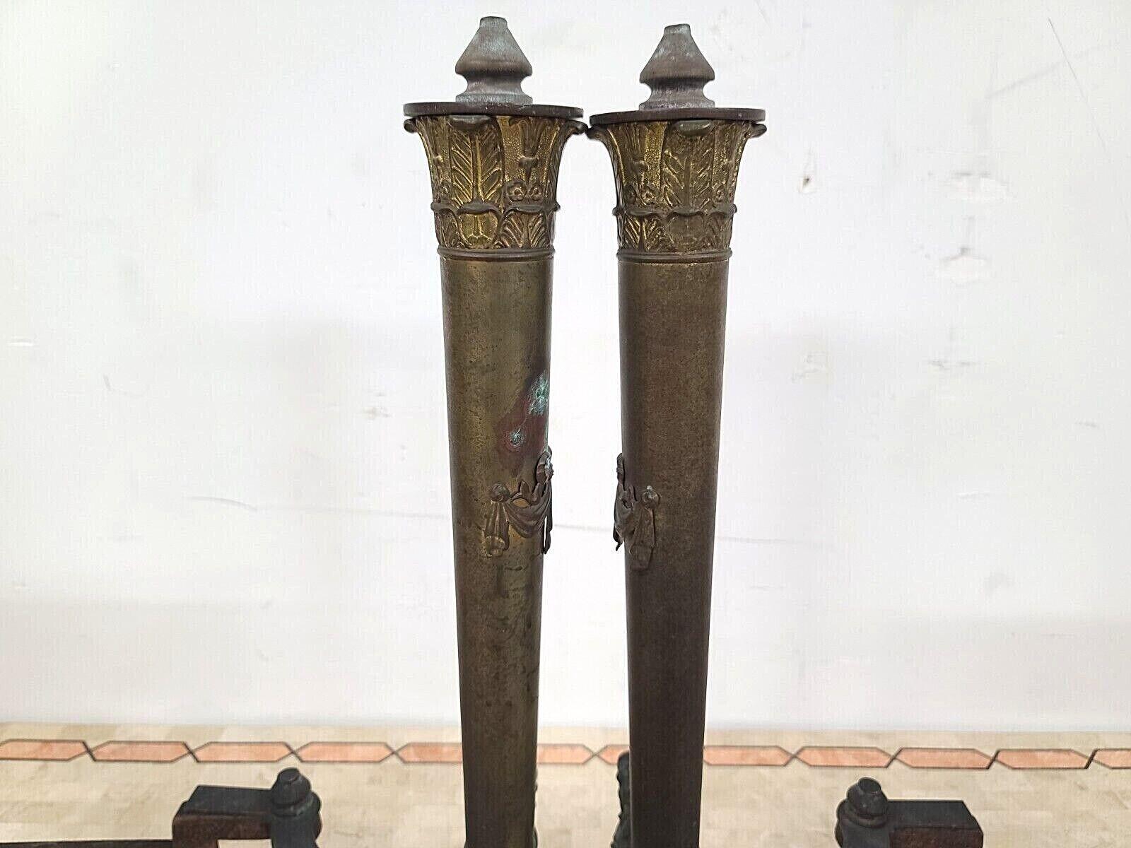 Antique Iron & Brass Dragons Fireplace Andirons, a Pair For Sale 2
