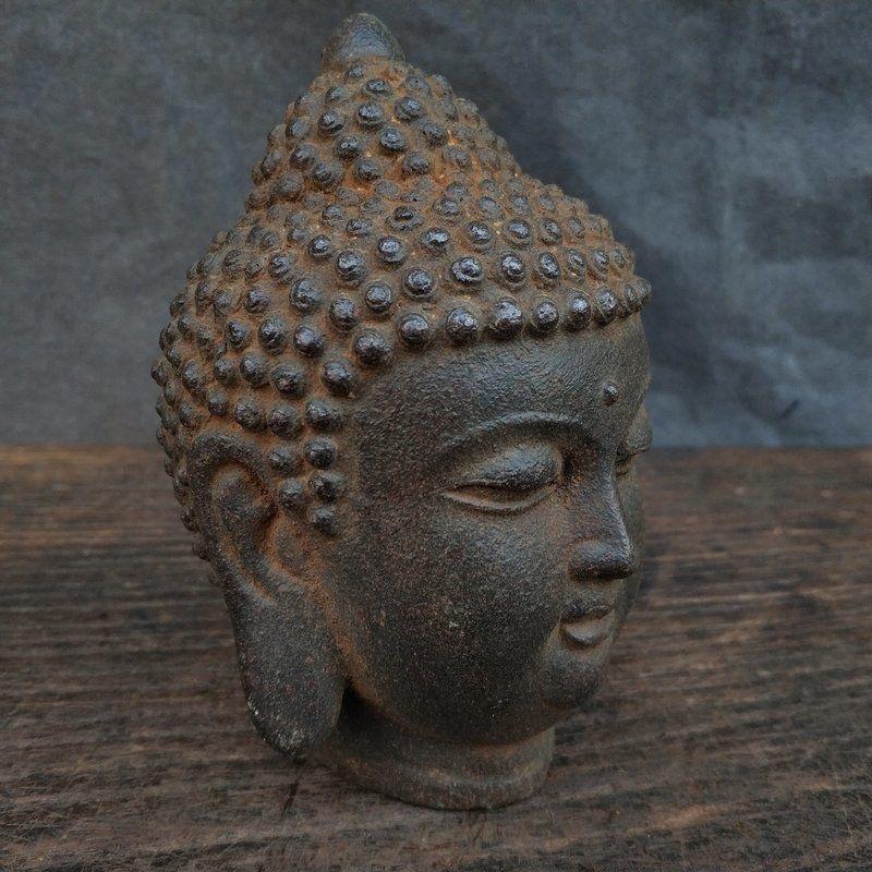 Buddha-Kopf aus altem asiatischem Eisen im Zustand „Gut“ im Angebot in 景德镇市, CN