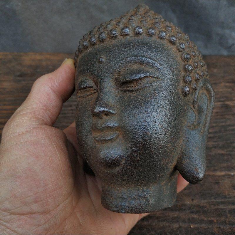 Buddha-Kopf aus altem asiatischem Eisen im Angebot 2