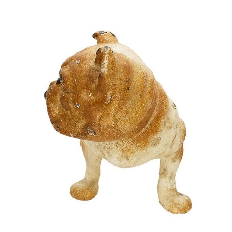 American Classical Antique Iron Bulldog Dog Children's Piggy Money Bank Painted in Brown, 1920s For Sale