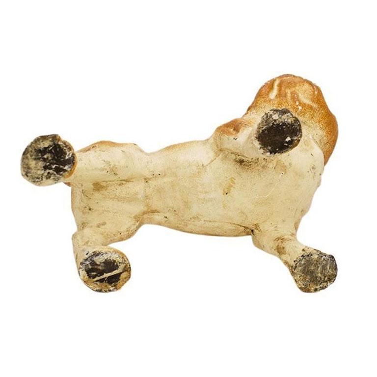 Début du 20ème siècle Ancienne tirelire en fer pour enfants avec chien bulldog et tirelire peinte en marron, années 1920 en vente
