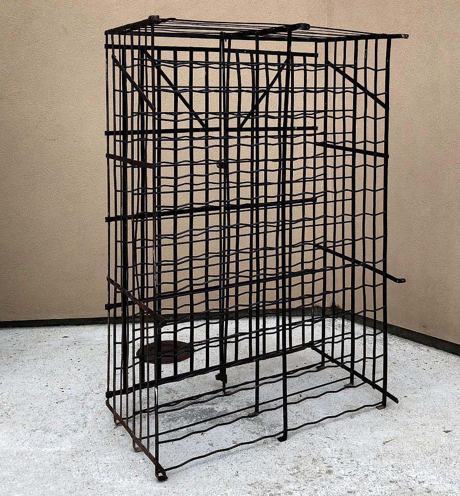 Antique Iron Cage Wine Bottle Rack For Sale 2