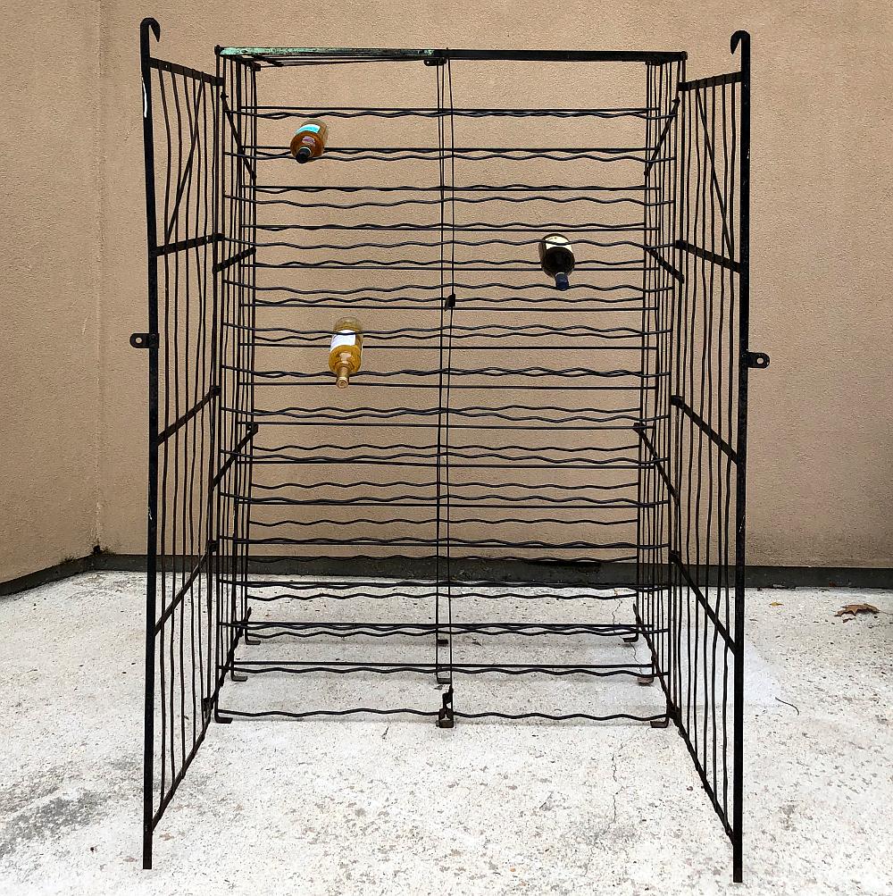 20th Century Antique Iron Cage Wine Bottle Rack For Sale