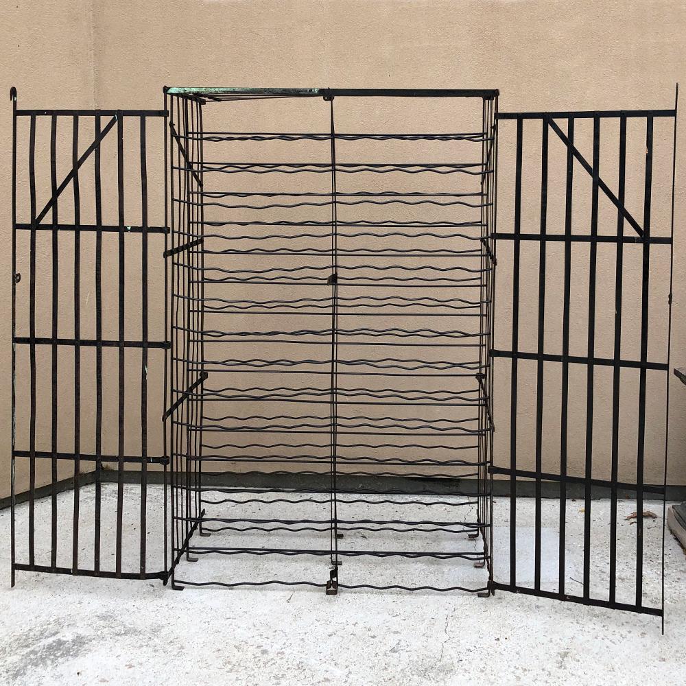 Antique Iron Cage Wine Bottle Rack For Sale 1