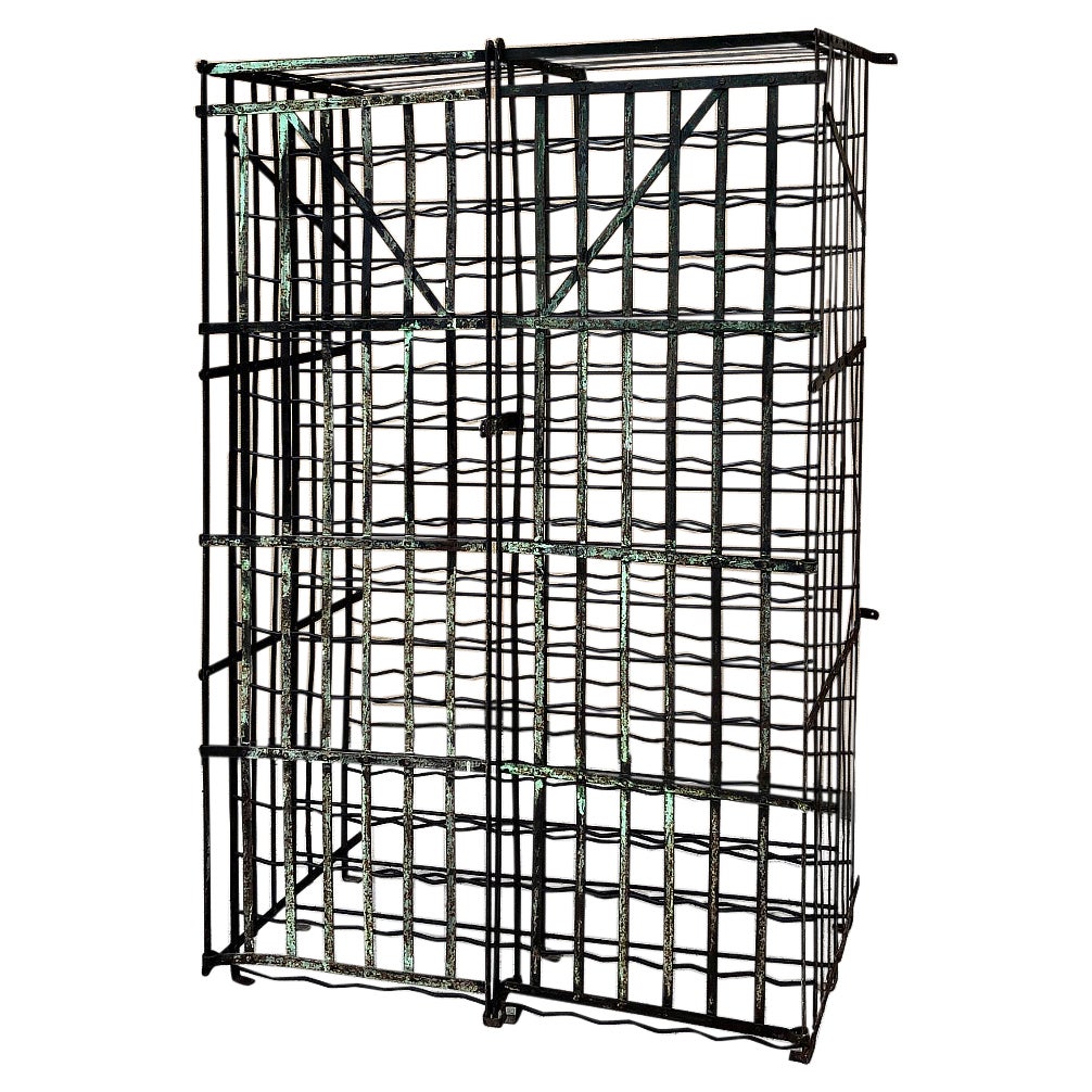 Antique Iron Cage Wine Bottle Rack