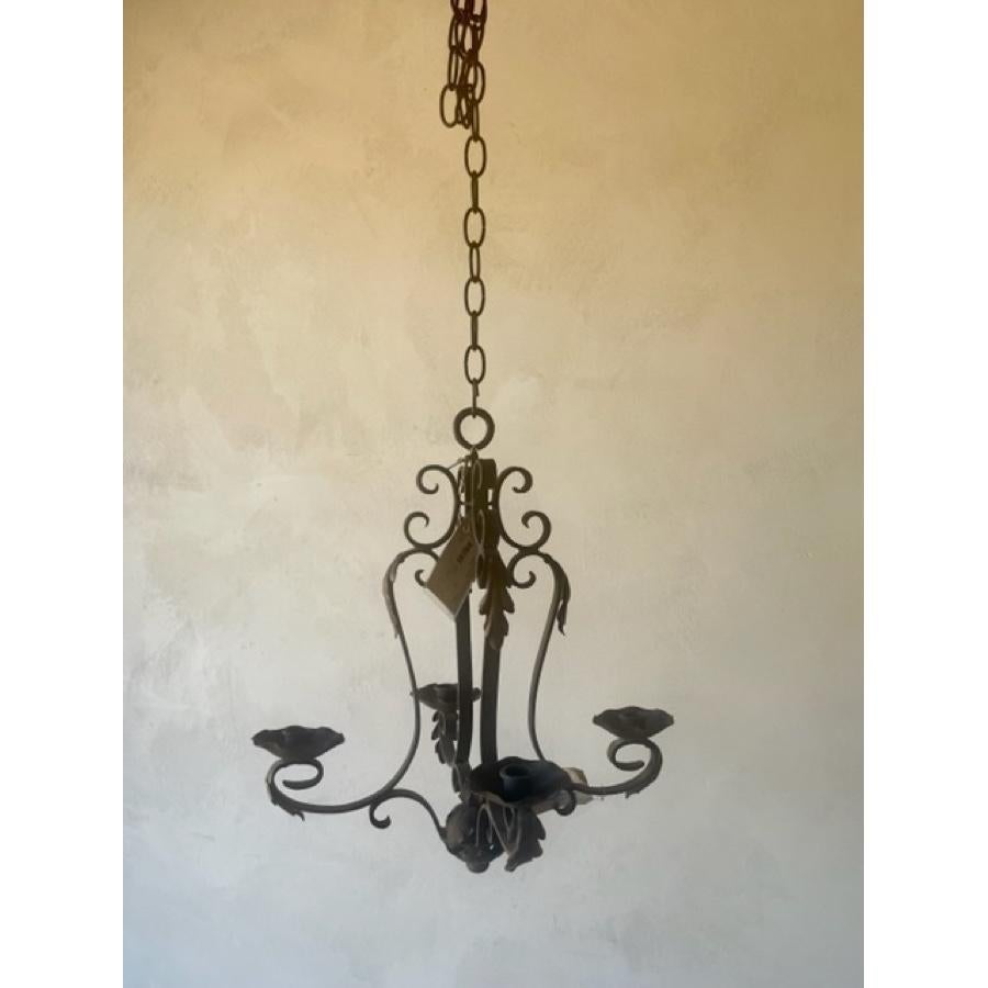 French Antique Iron Candle Chandelier, 19th C. For Sale