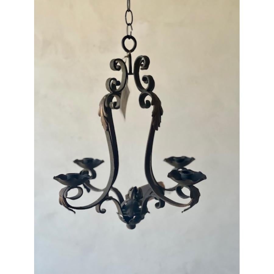 Antique Iron Candle Chandelier, 19th C. In Good Condition For Sale In Scottsdale, AZ