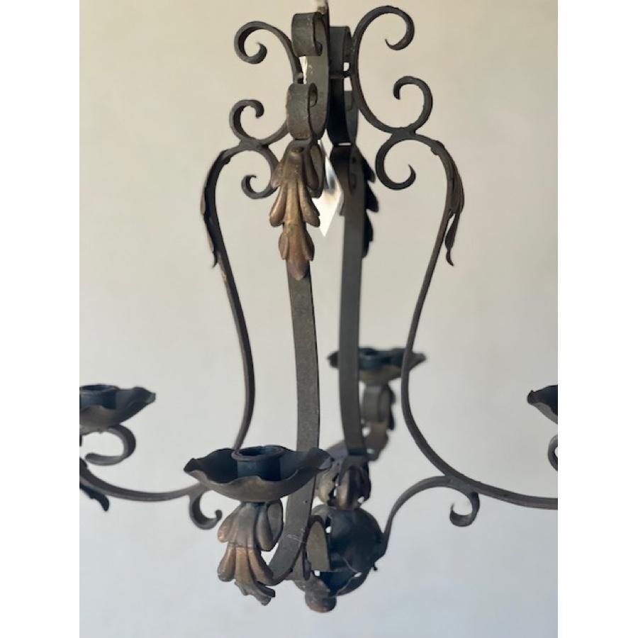 19th Century Antique Iron Candle Chandelier, 19th C. For Sale