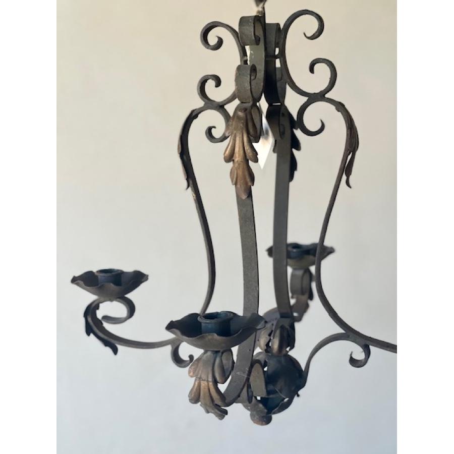 Antique Iron Candle Chandelier, 19th C. For Sale 1