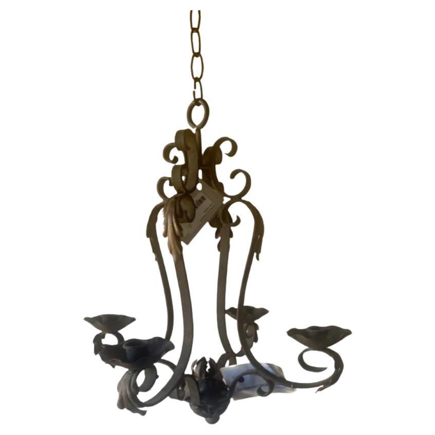 Antique Iron Candle Chandelier, 19th C.
