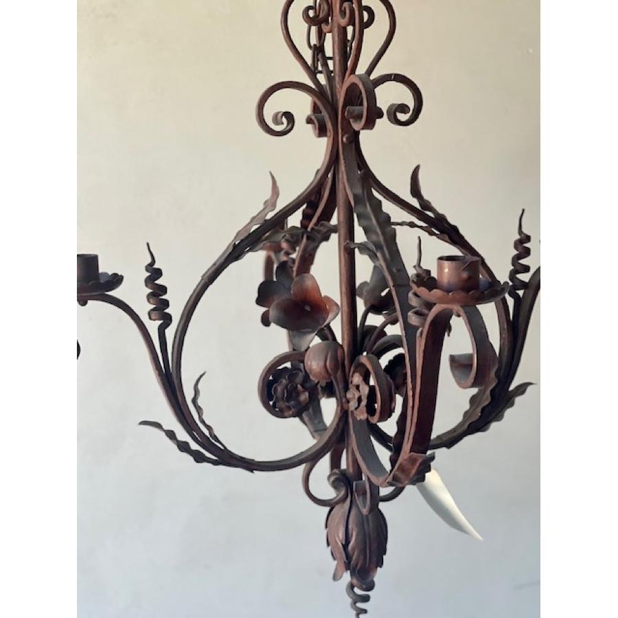 Antique Iron Candle Chandelier In Good Condition For Sale In Scottsdale, AZ