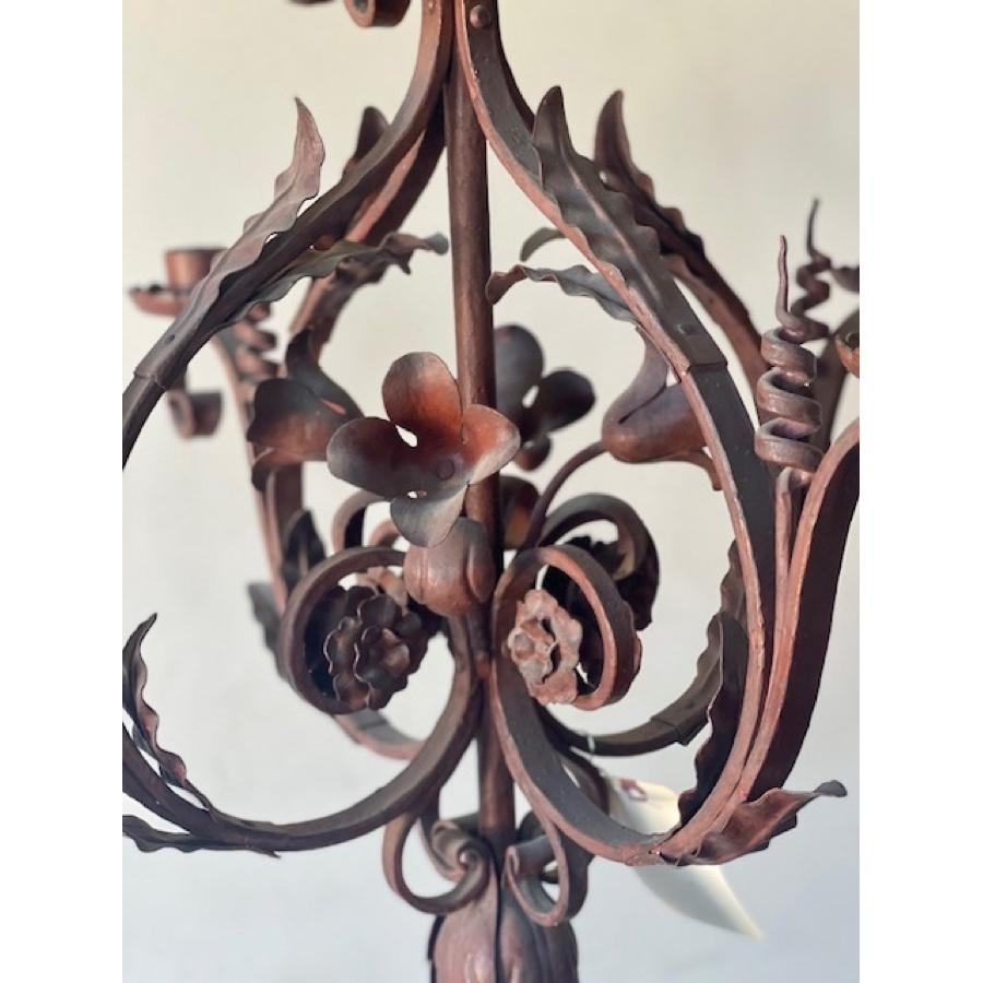 19th Century Antique Iron Candle Chandelier For Sale