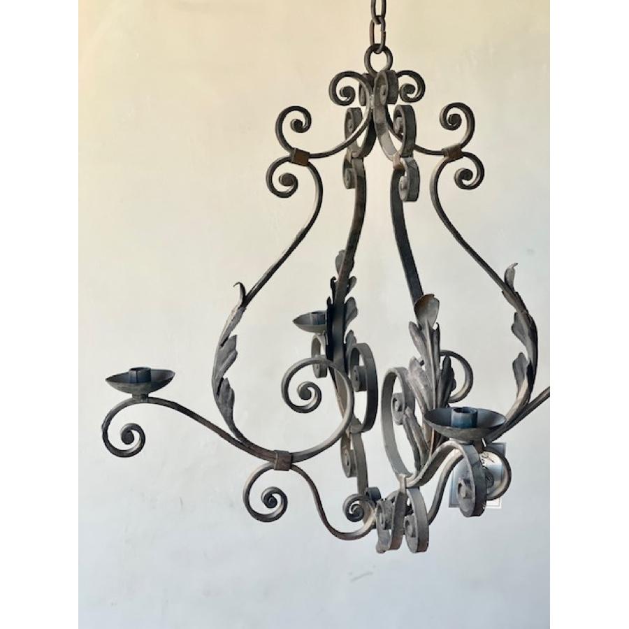 Antique Iron Candle Chandelier For Sale 1