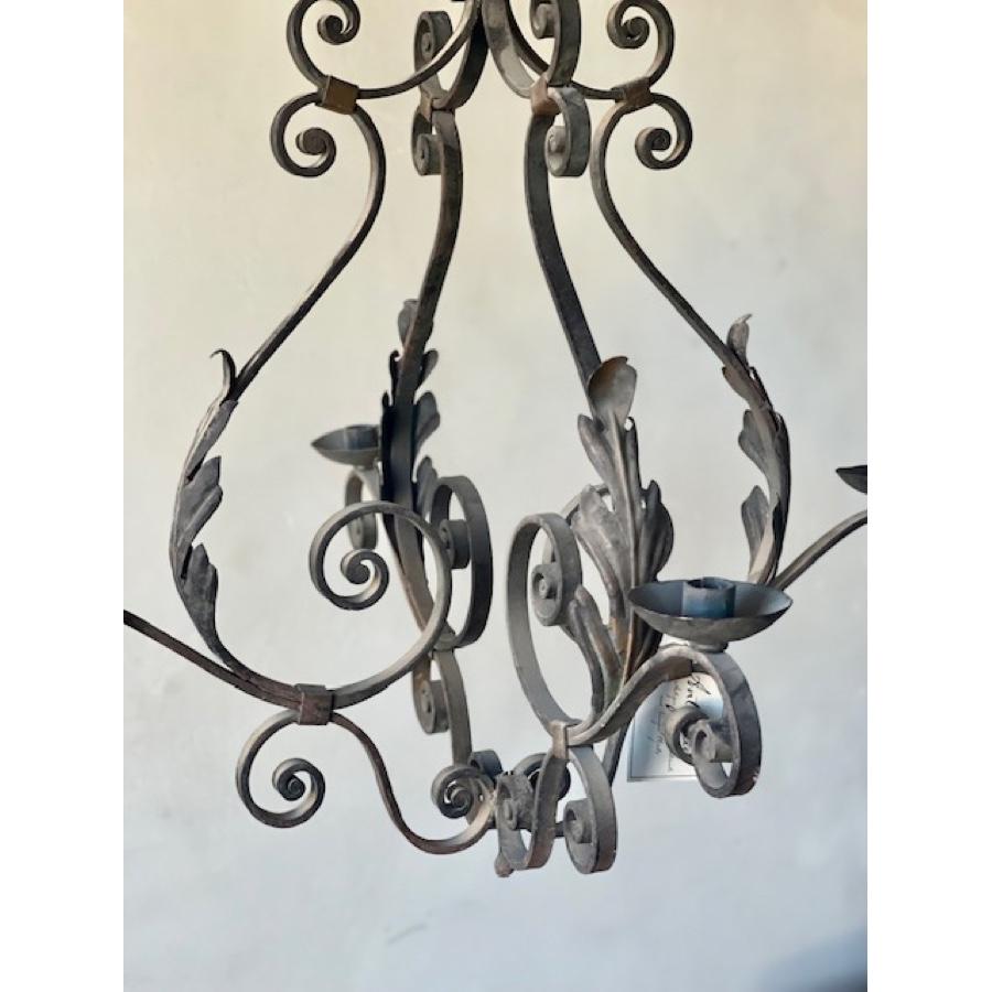 Antique Iron Candle Chandelier For Sale 2