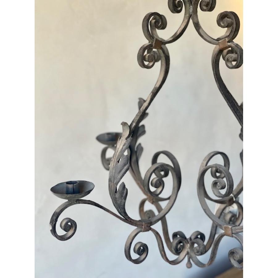 Antique Iron Candle Chandelier For Sale 3