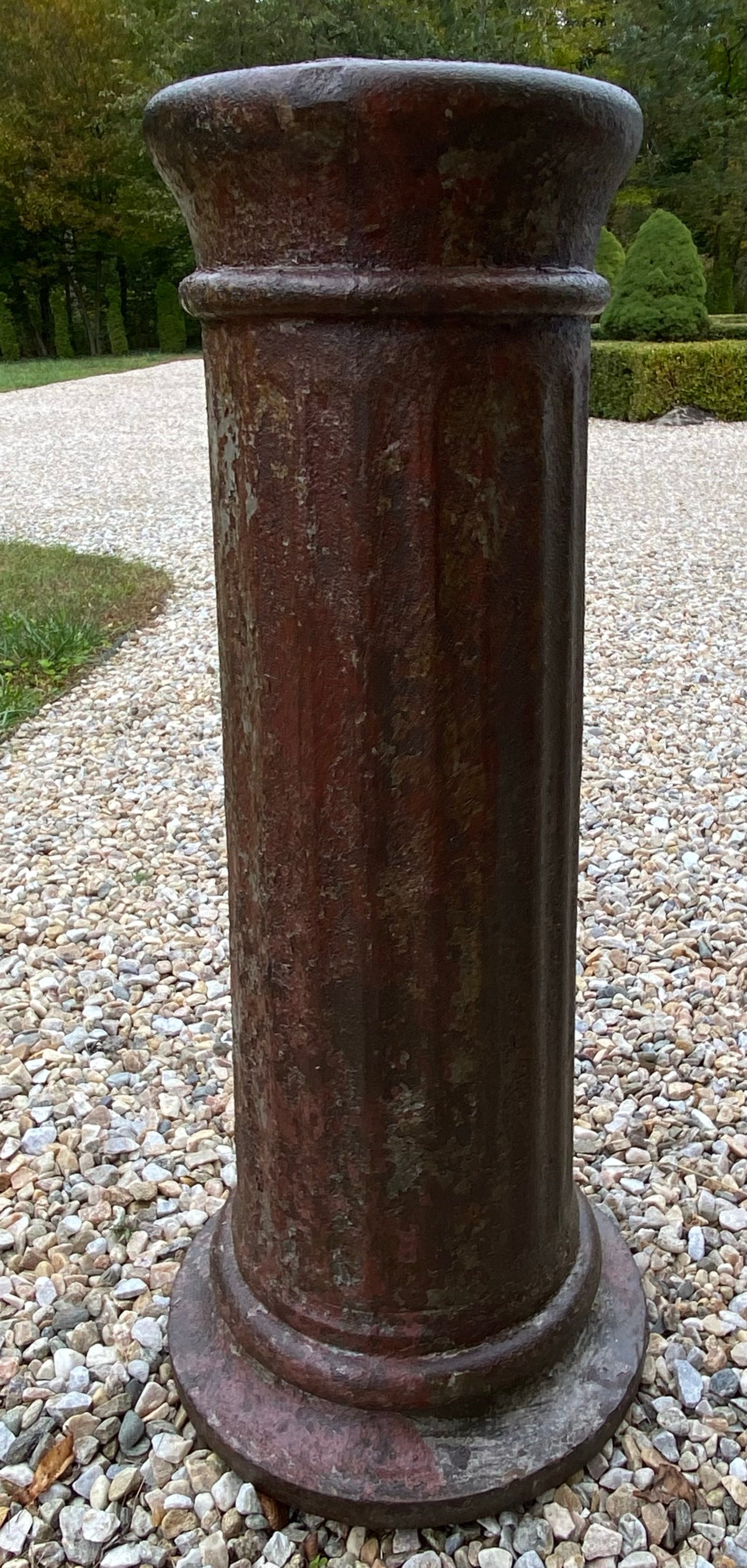 Industrial Antique Iron Column Pedestal or Plinth For Sale
