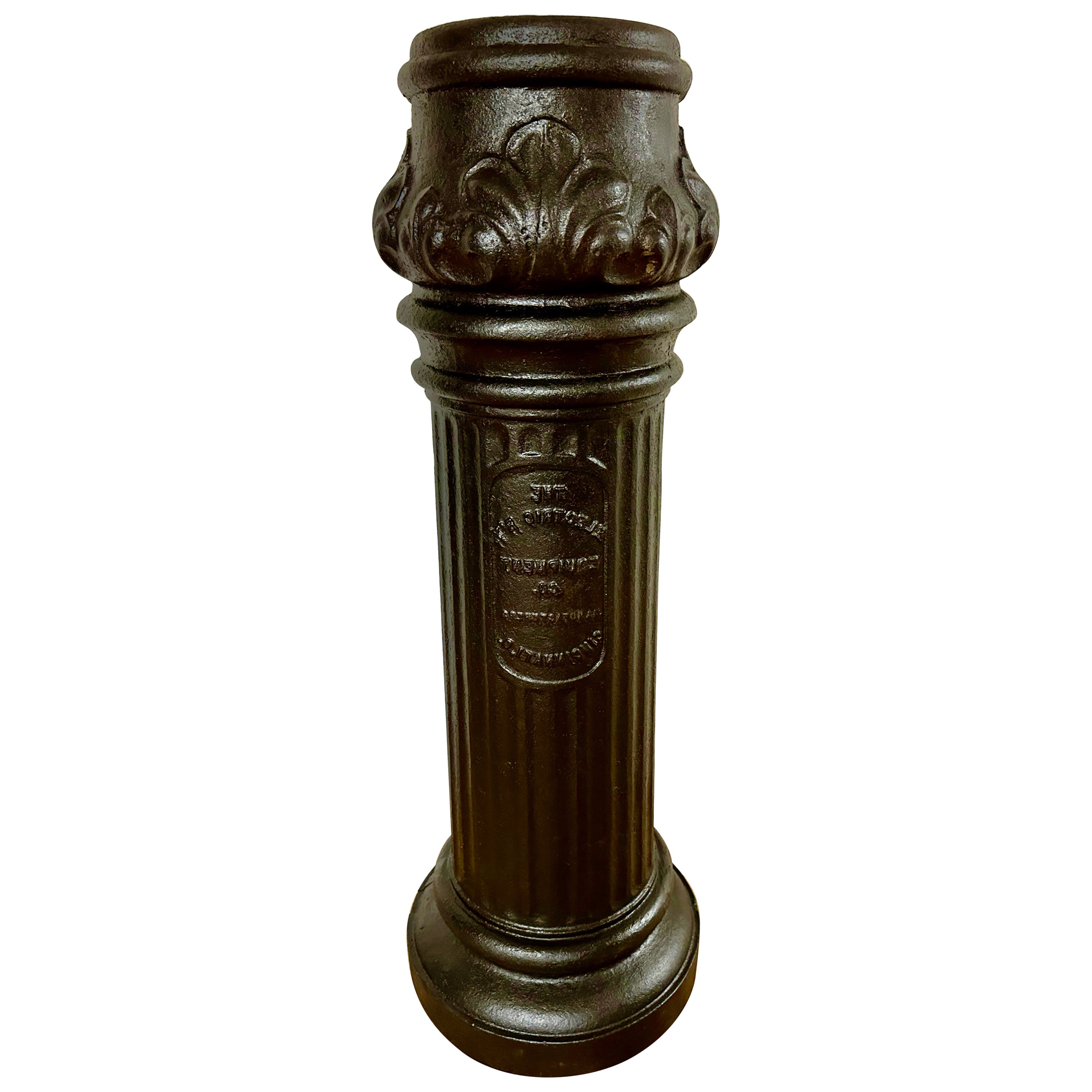Pedestal o zócalo de columna de hierro antiguo