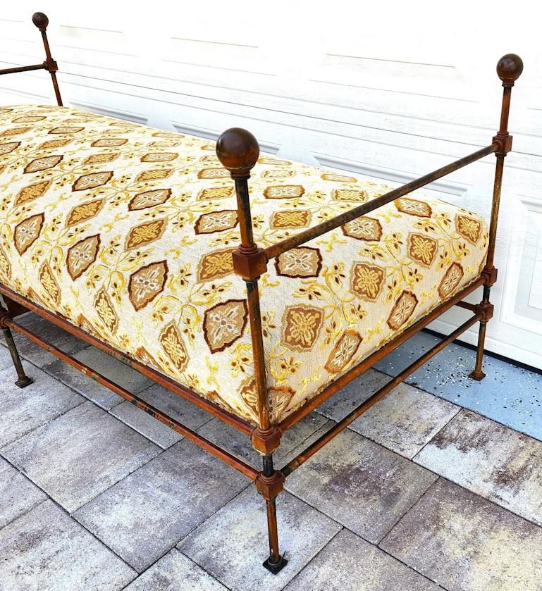 Rustic Antique Iron Daybed Bench For Sale