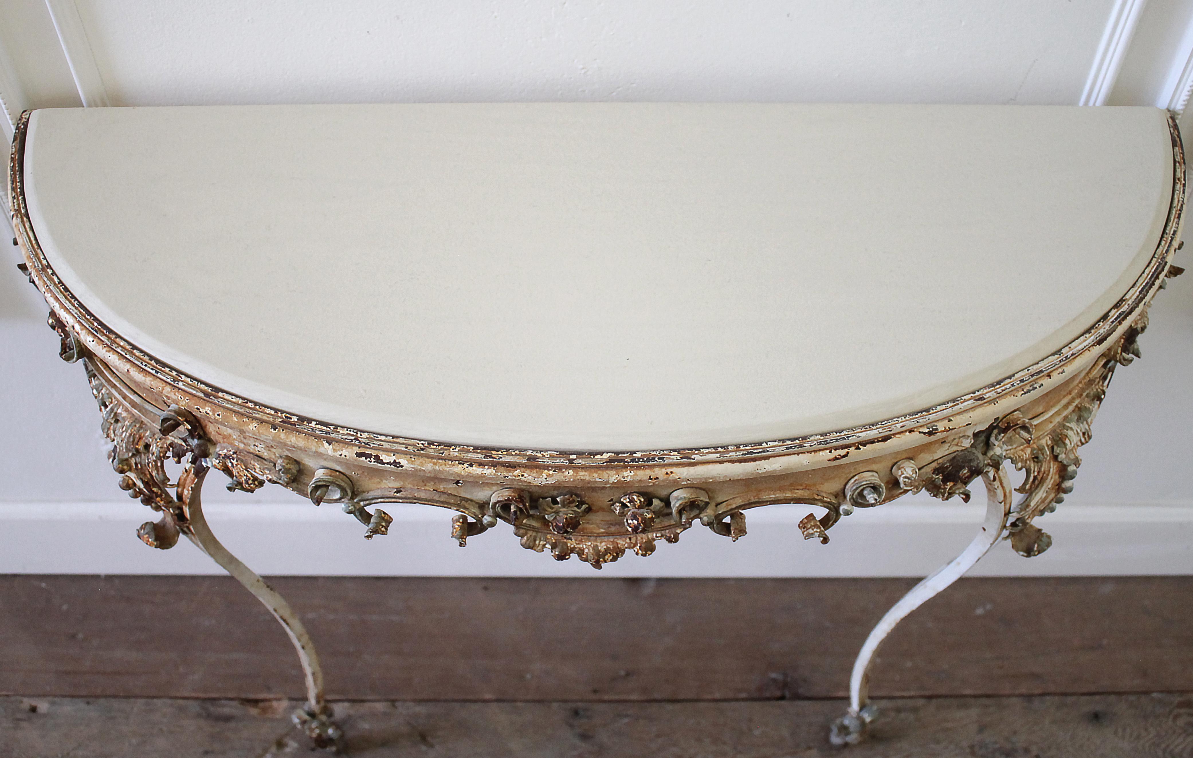 French Antique Iron Decorative Console Table