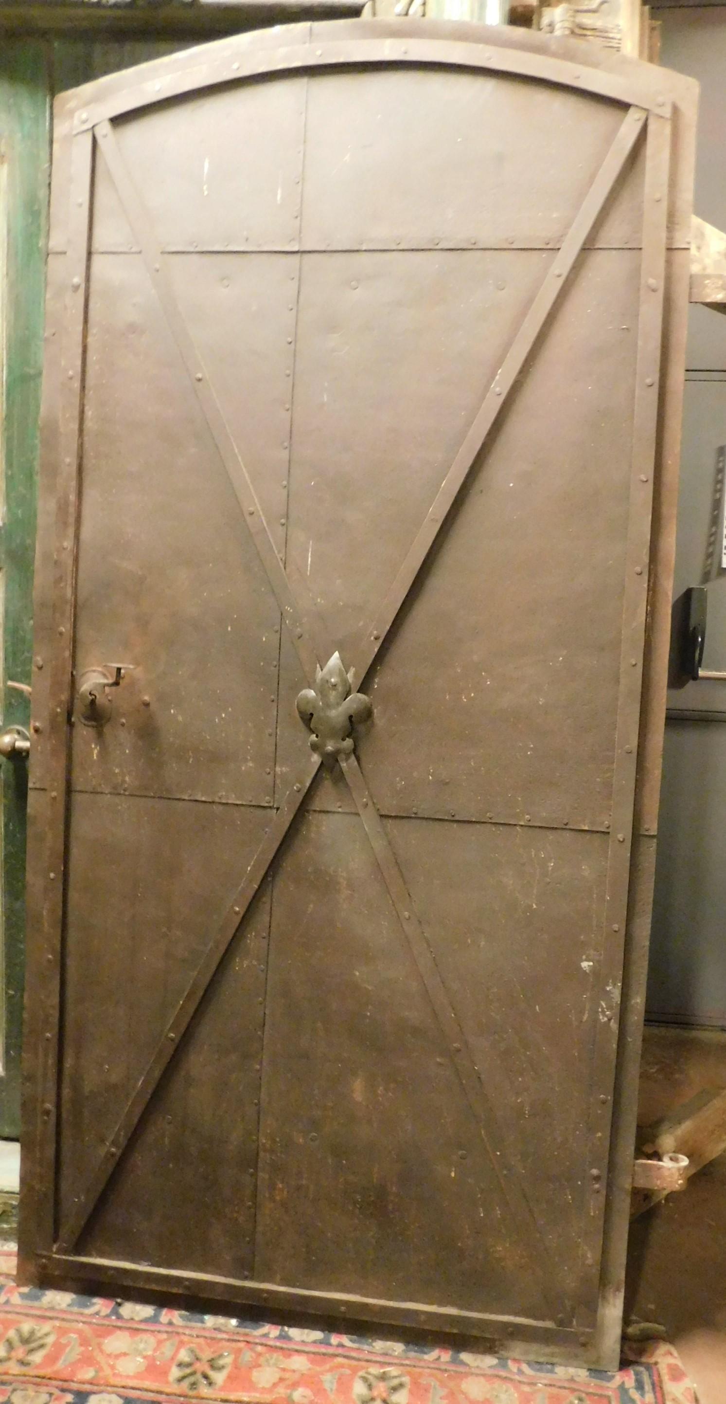 Hand-Carved Antique Iron Door for Tower, 19th Century from Austria For Sale