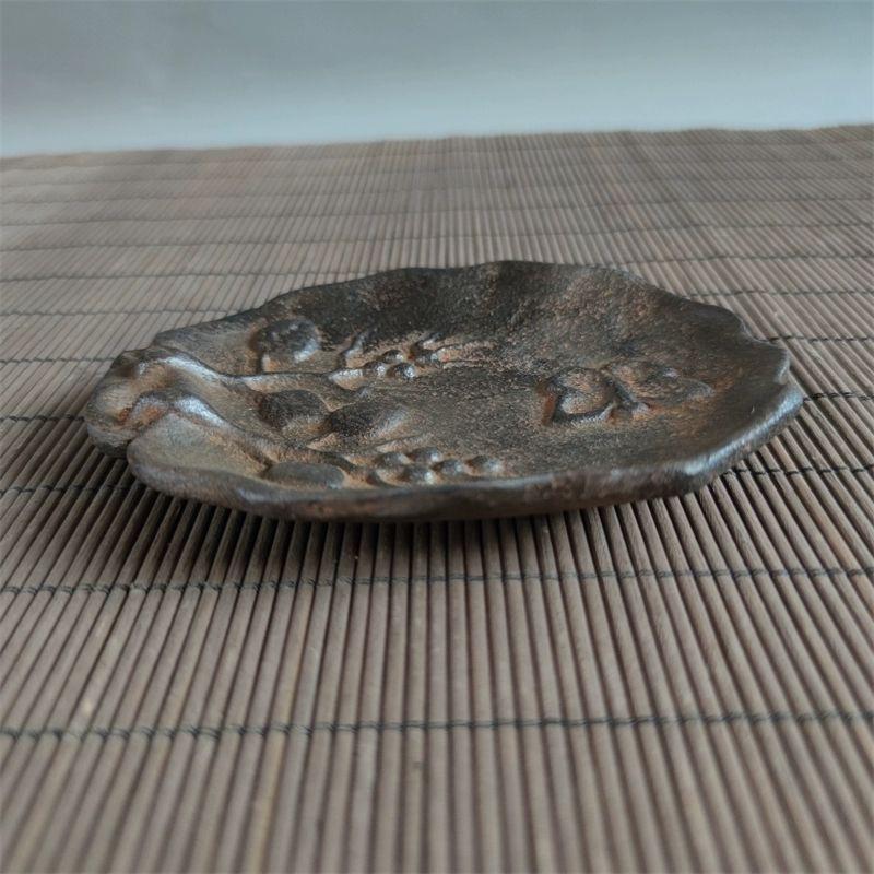 Antique Iron Engraving Butterfly Flowers Leave Shape Plate For Sale 1