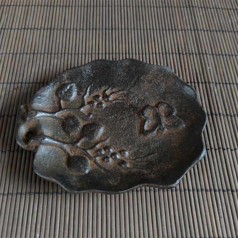 Antique Iron Engraving Butterfly Flowers Leave Shape Plate For Sale 2