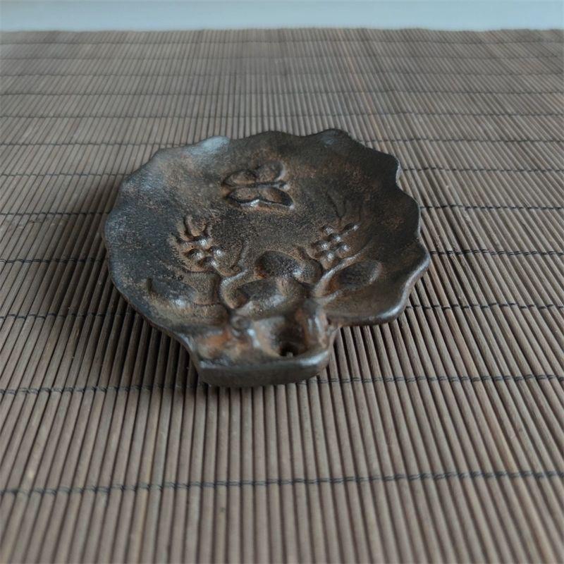 Antique Iron Engraving Butterfly Flowers Leave Shape Plate For Sale 4