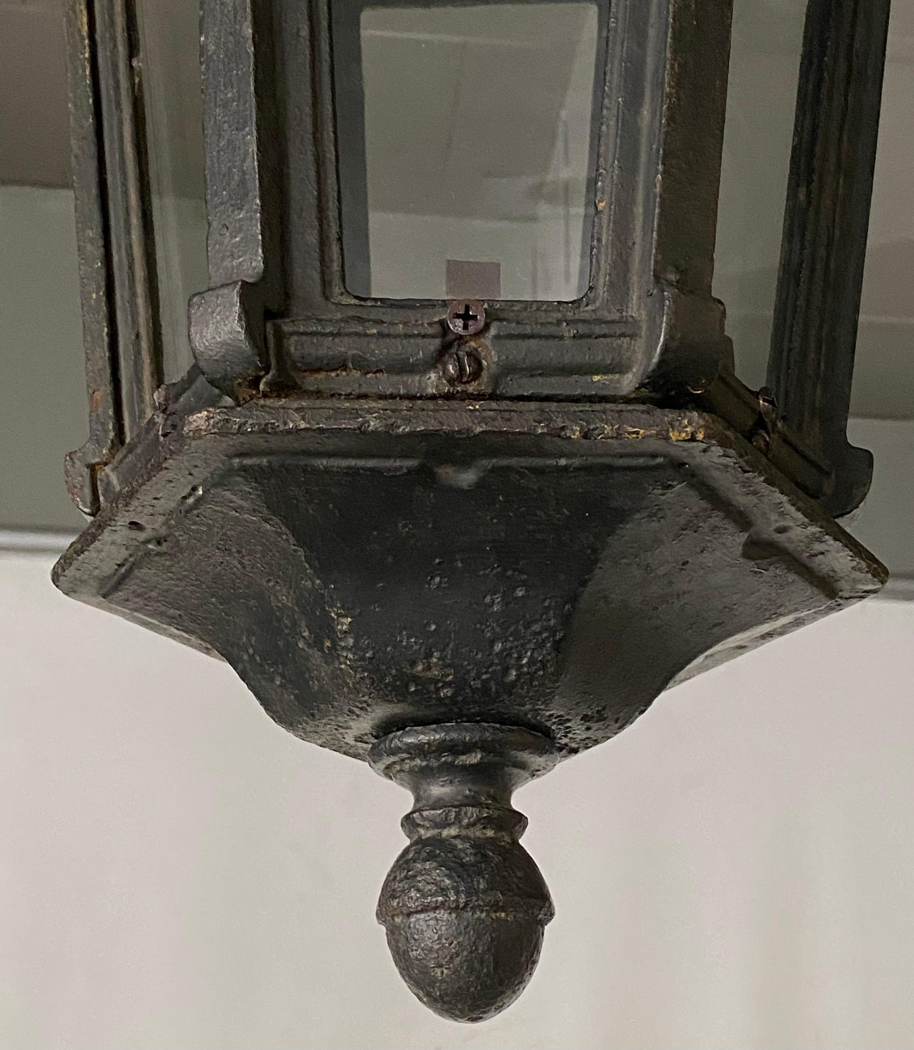 European Antique Iron Exterior or Interior Hanging Lantern