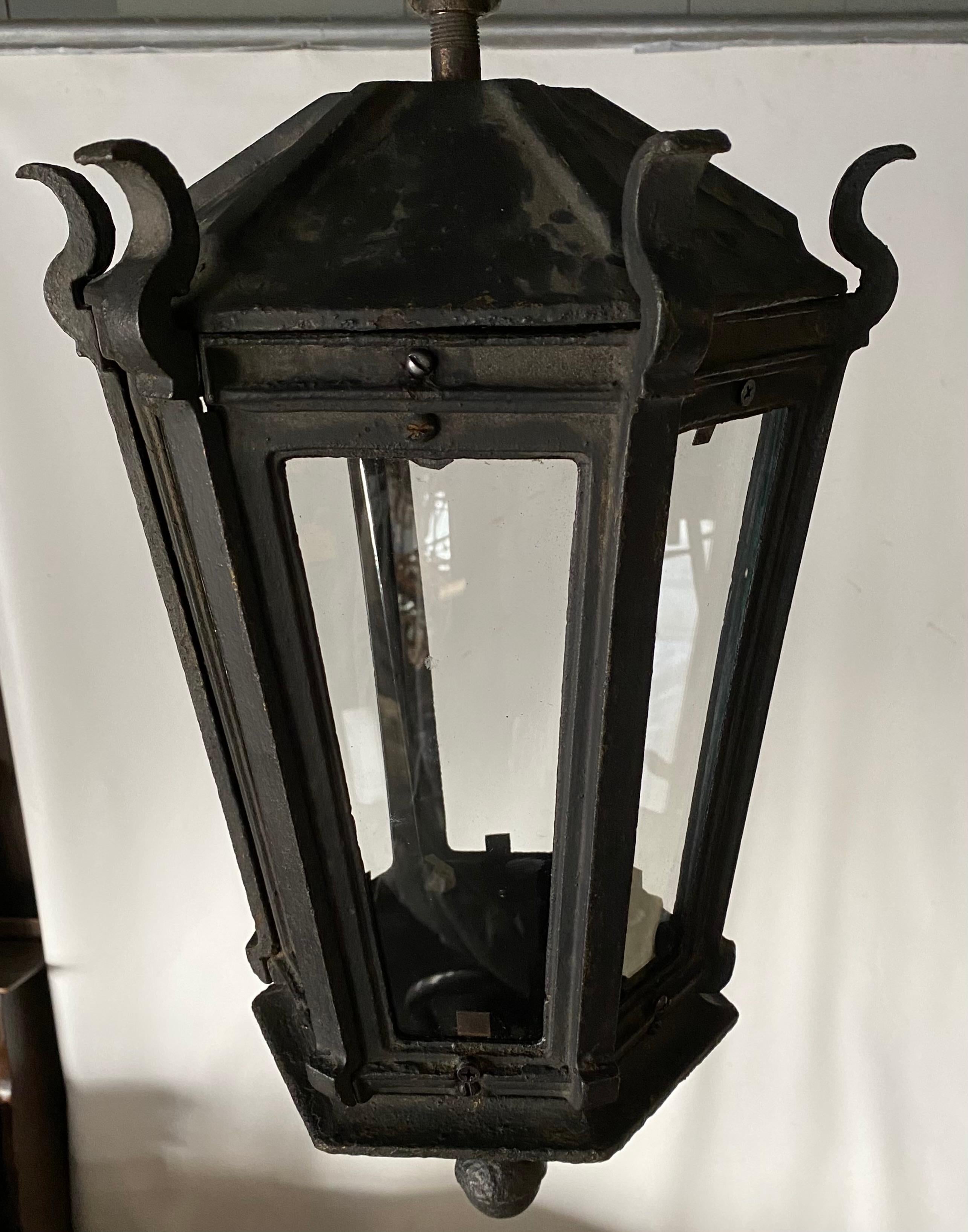 Antique Iron Exterior or Interior Hanging Lantern 1