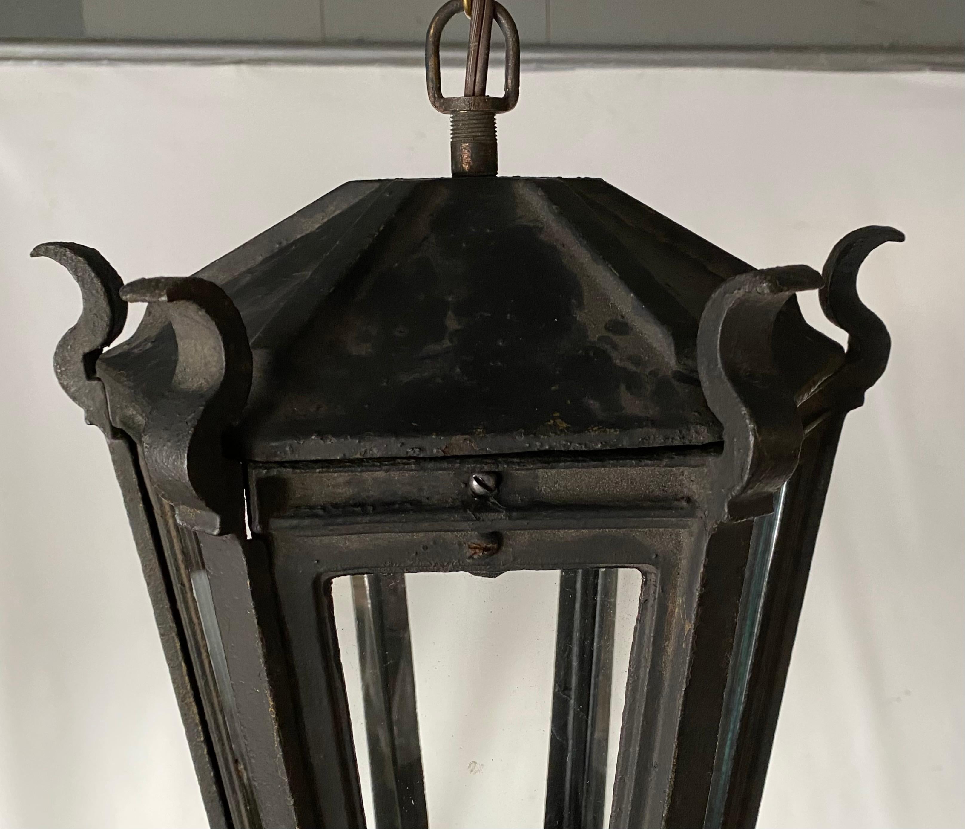 Antique Iron Exterior or Interior Hanging Lantern 2