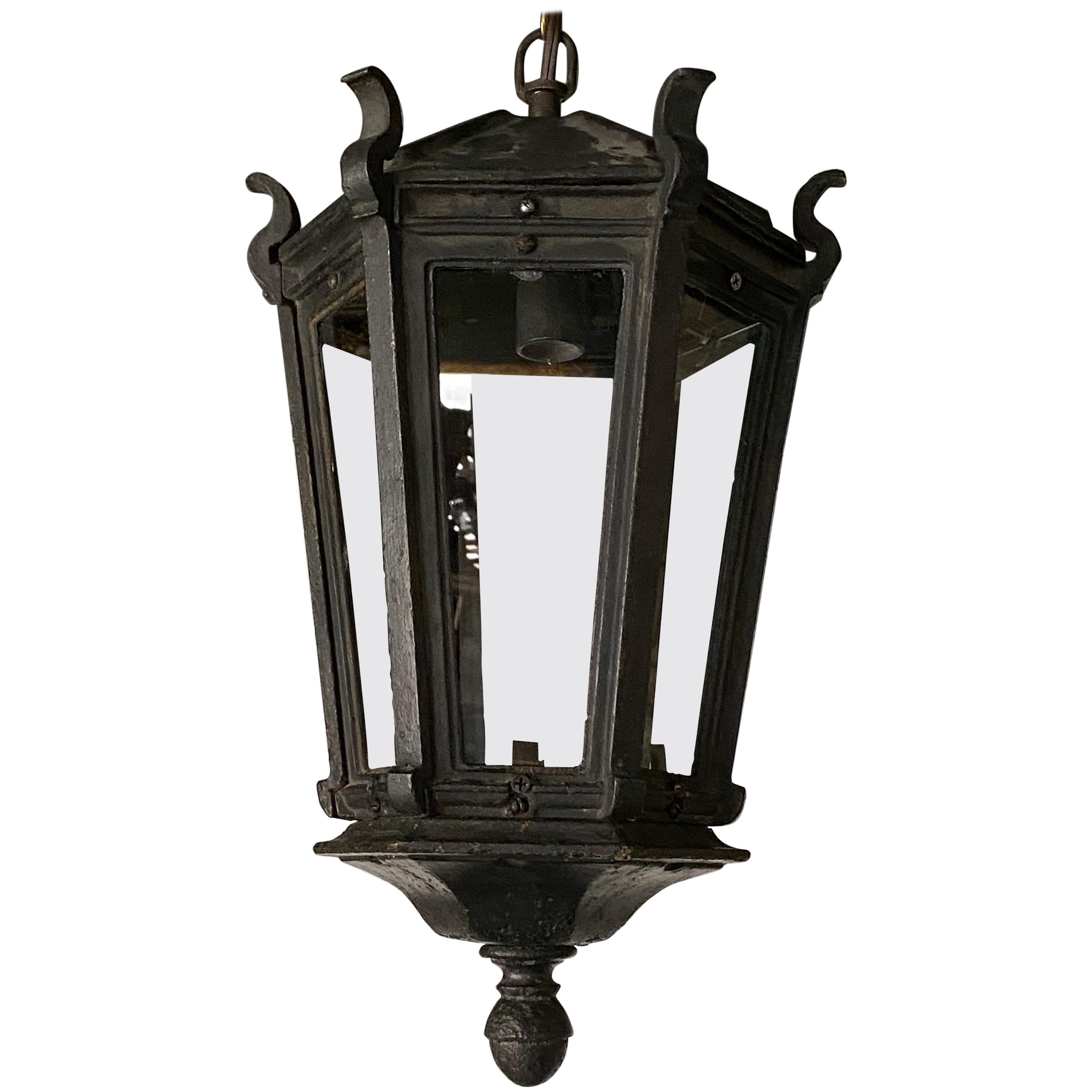 Antique Iron Exterior or Interior Hanging Lantern