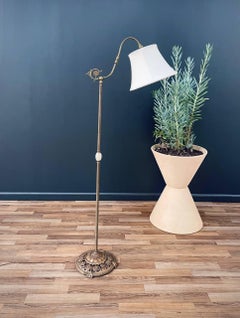 Antique Iron Floor Lamp with Original Shade