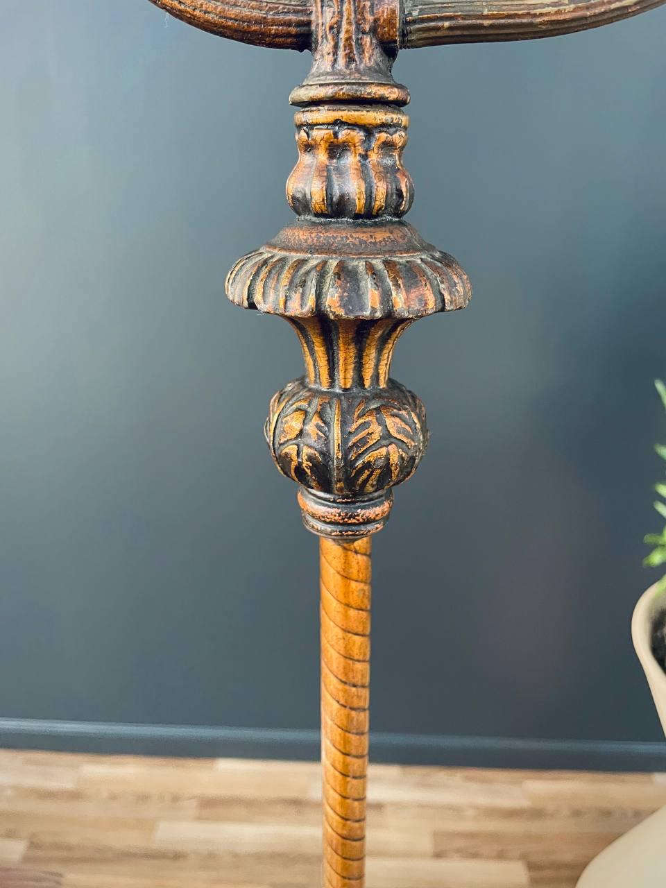 Antique Iron Floor Lamp with Original Shade For Sale 1