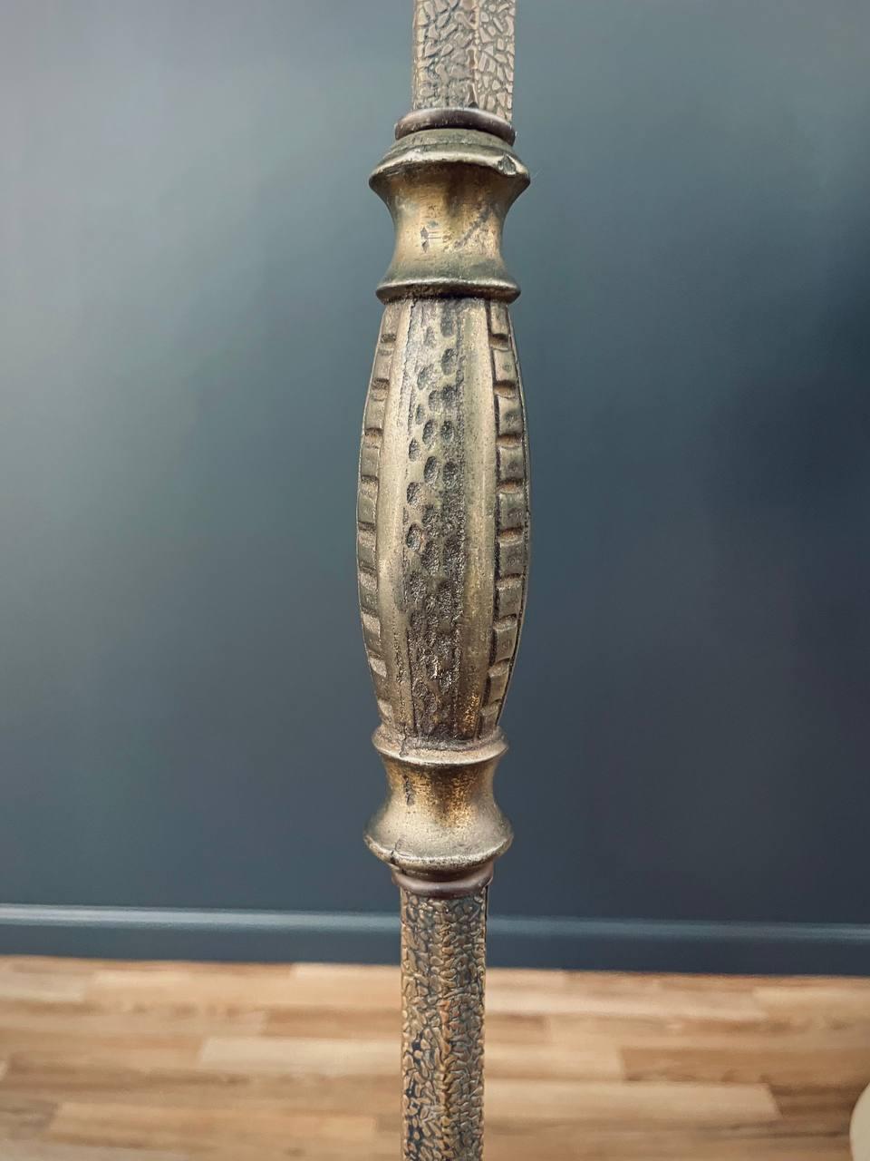 Antike Stehlampe aus Eisen mit Original-Schirm 1