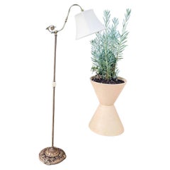 Antique Iron Floor Lamp with Original Shade