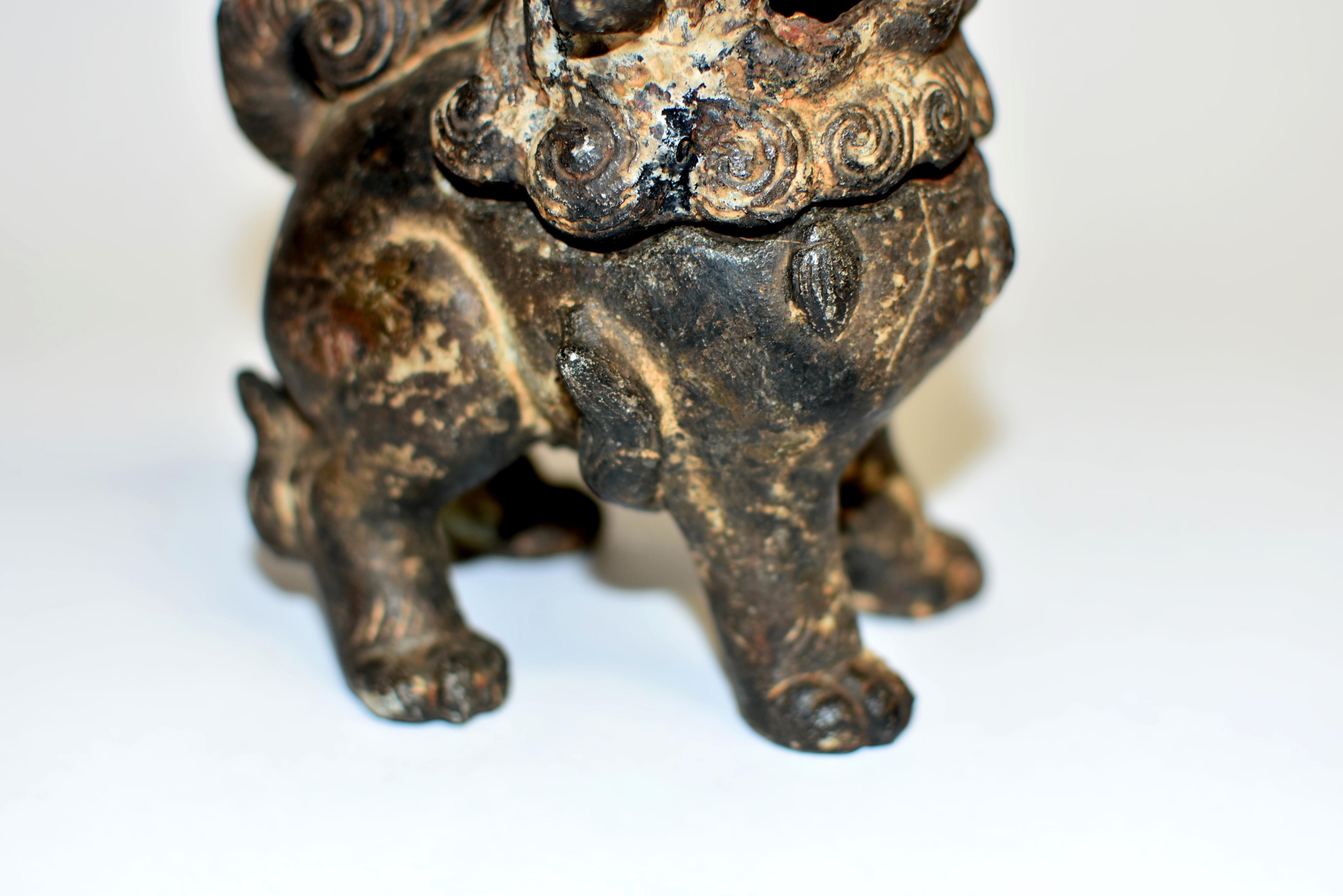 Qing Antique Iron Foo Dog Censer For Sale