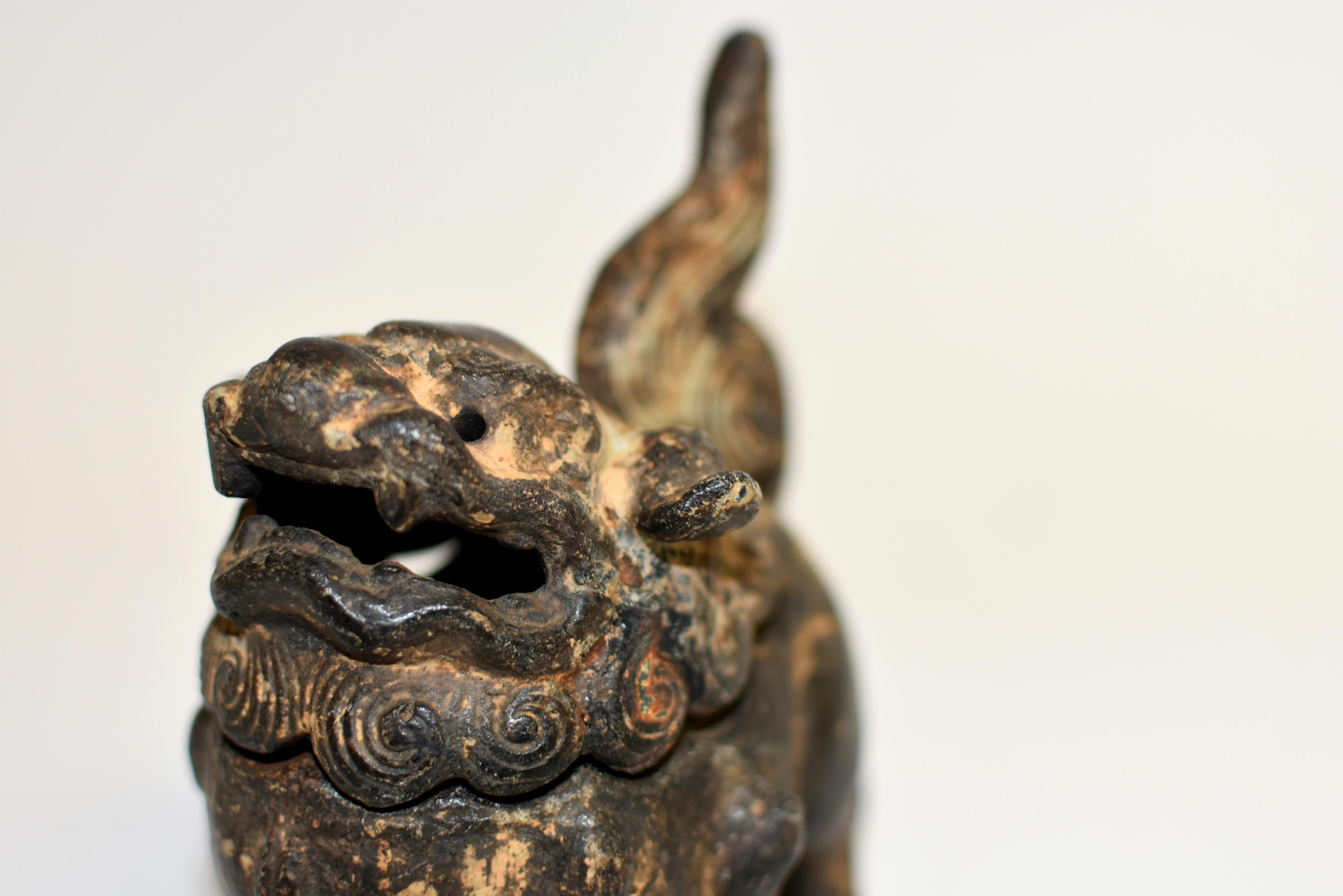 Chinese Antique Iron Foo Dog Censer For Sale