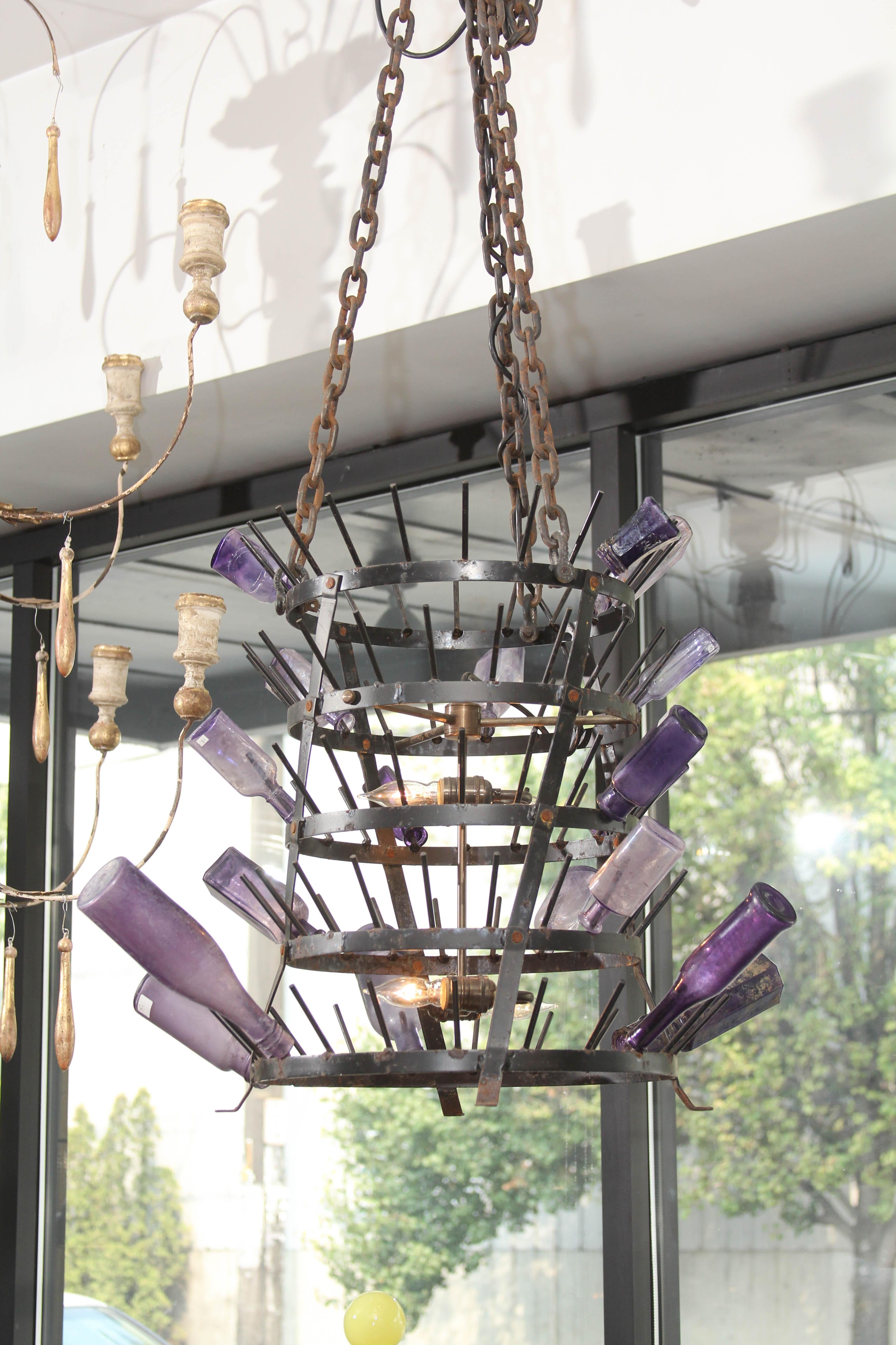 wine bottle chandeliers