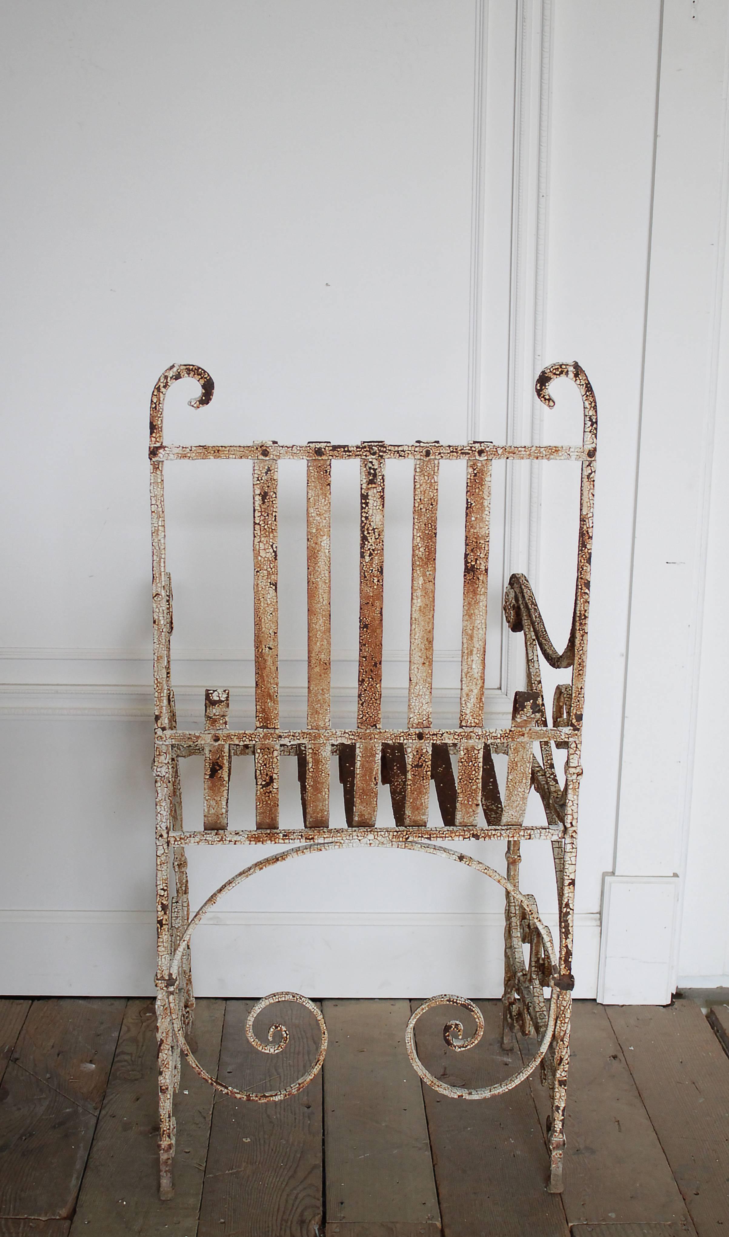 20th Century Antique Iron Garden Armchair For Sale