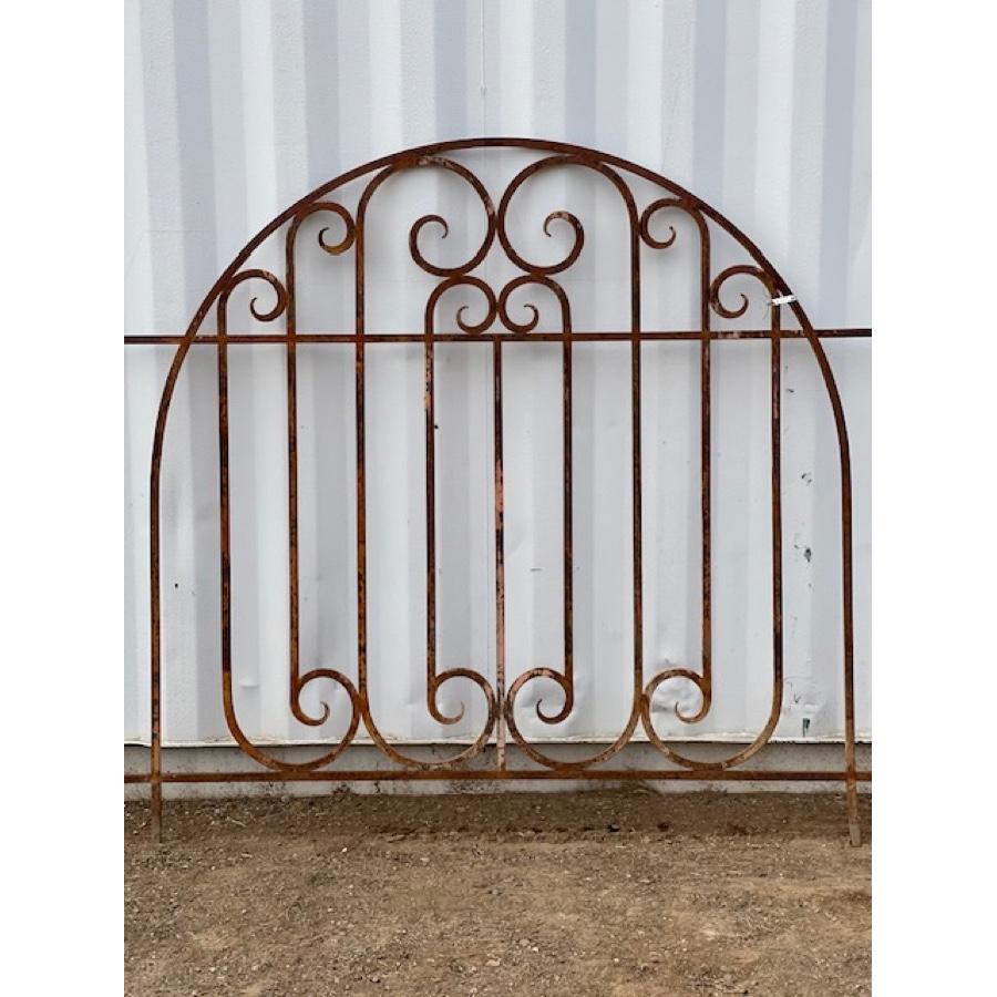 Antique Iron Gate with Arched Top

Dimensions: 58.5”H x 60”W x 3”D

