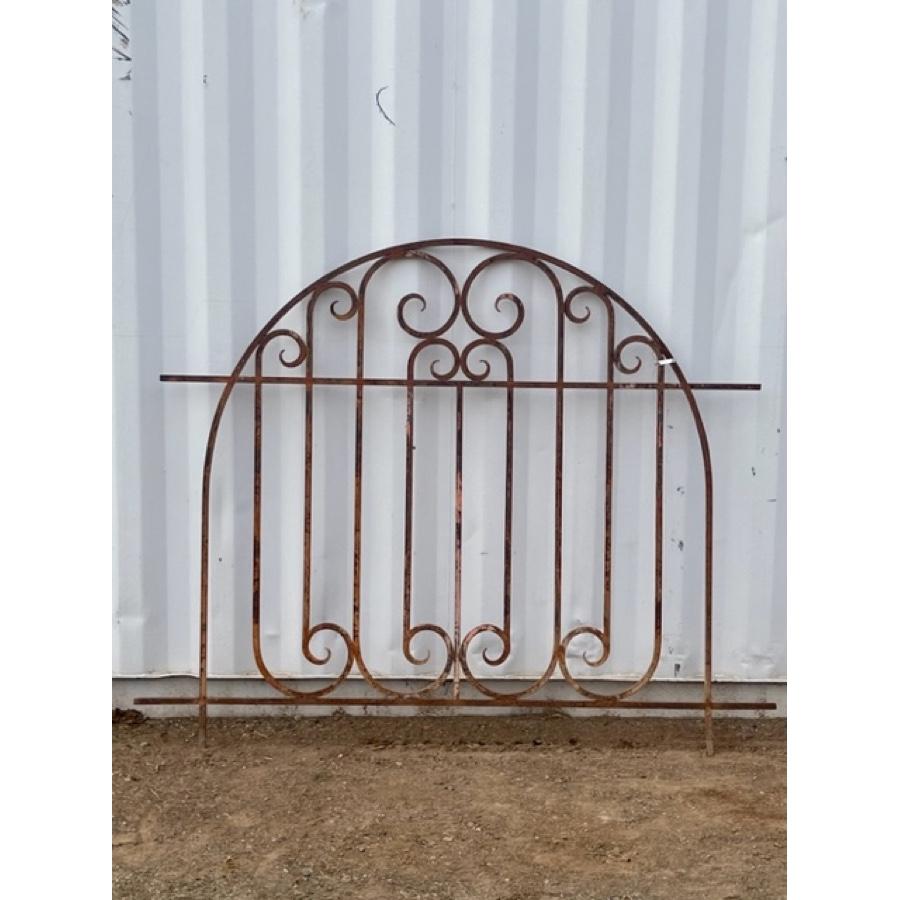 French Antique Iron Gate with Arched Top For Sale