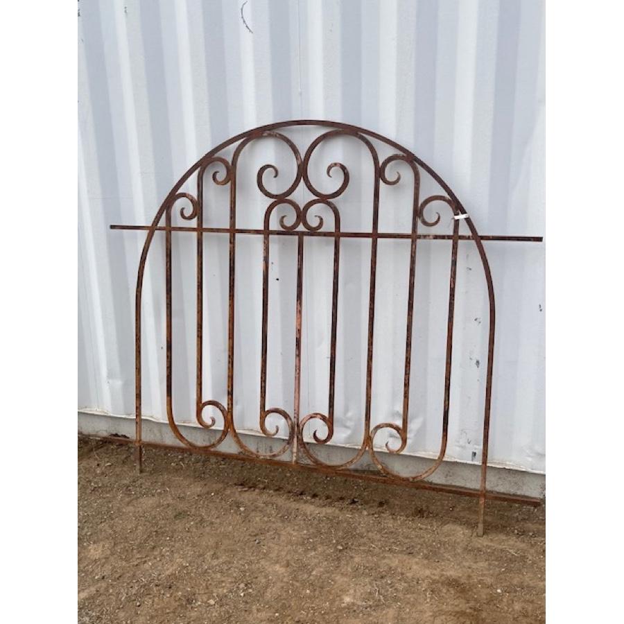 Forged Antique Iron Gate with Arched Top For Sale