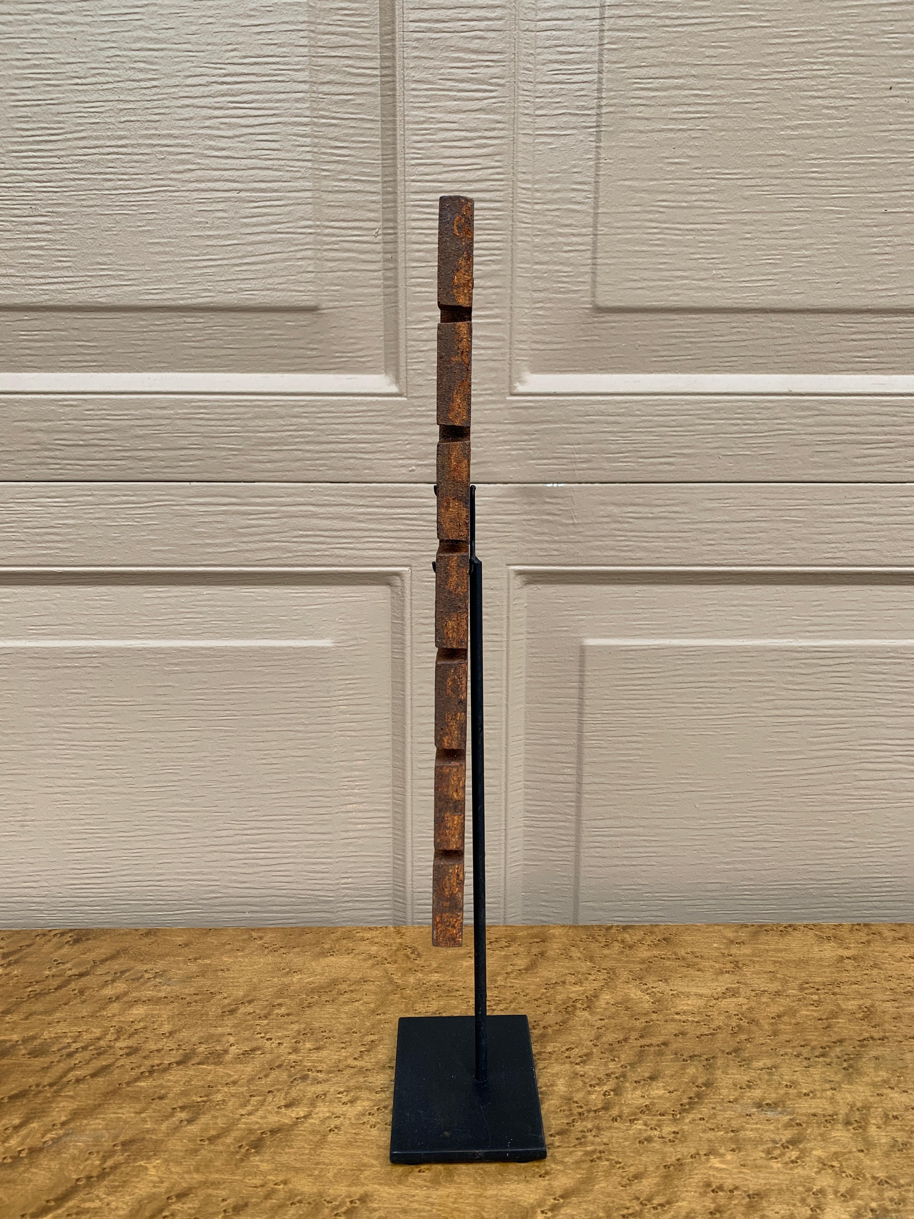 Steel Antique Iron Greek Key Architectural Fragments on Custom Mount For Sale