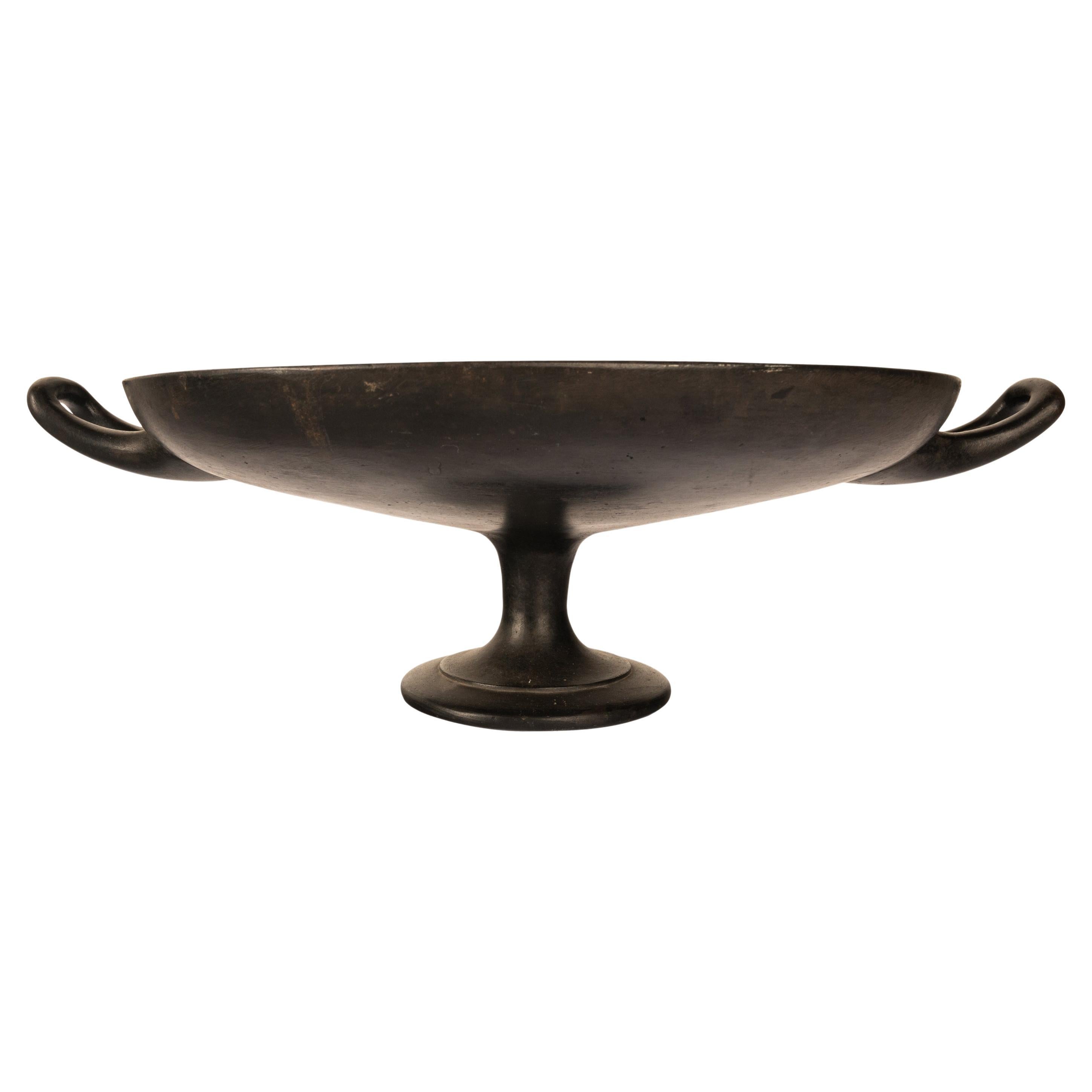 A very good antique Greek Revival cast iron kylix, by the celebrated sculptor Edward William Wyon (1811-1885), for the Great Exhibition at Crystal Palace, London, 1851.
This rather elegant cast iron kylix (ancient Greek cup with a shallow bowl &