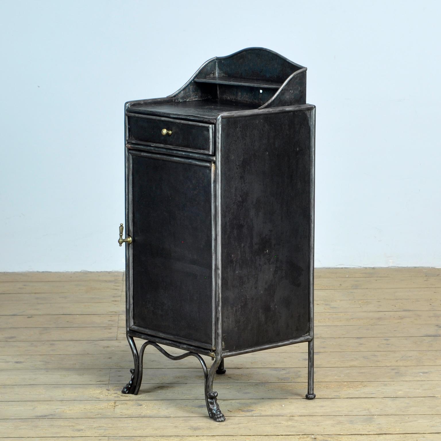 German Antique Iron hospital Nightstand, 1920s