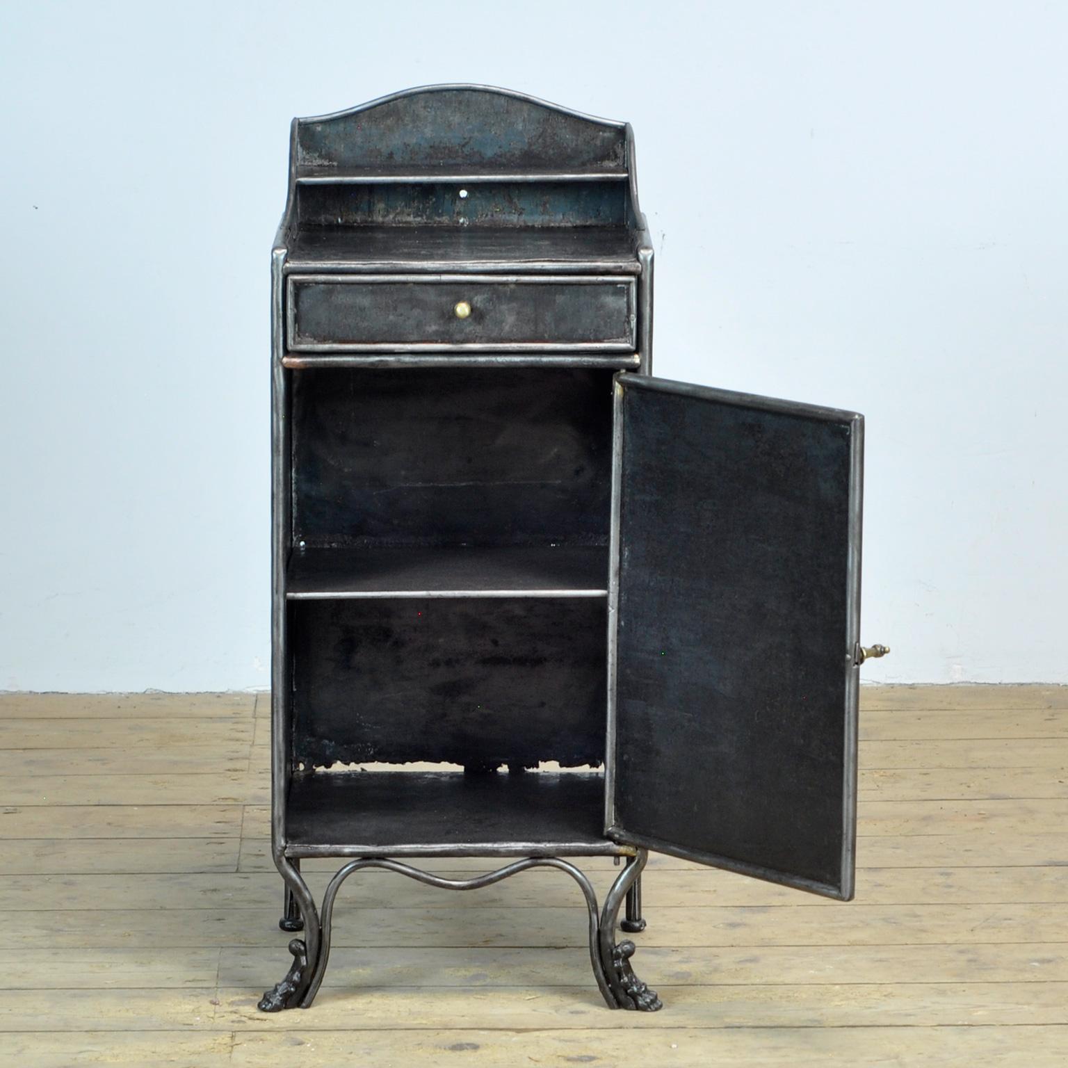 Polished Antique Iron hospital Nightstand, 1920s